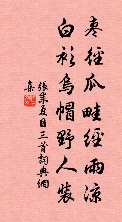 张耒枣径瓜畦经雨凉，白衫乌帽野人装书法作品欣赏