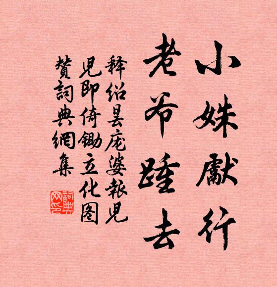 释绍昙小姝先行，老爷踵去书法作品欣赏