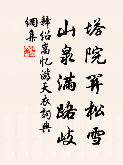 释绍嵩塔院关松雪，山泉满路岐书法作品欣赏