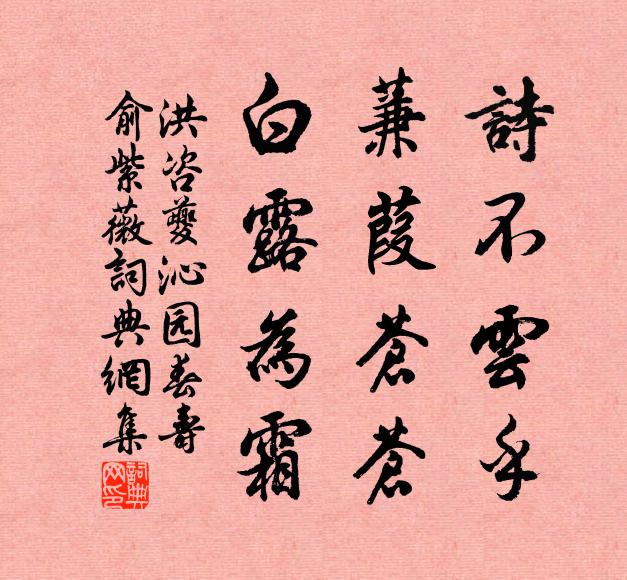 洪咨夔诗不云乎，蒹葭苍苍，白露为霜书法作品欣赏
