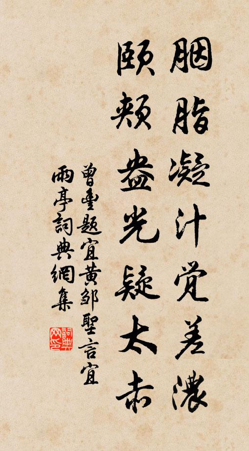 曾丰胭脂凝汁觉差浓，颐颊盎光疑太赤书法作品欣赏