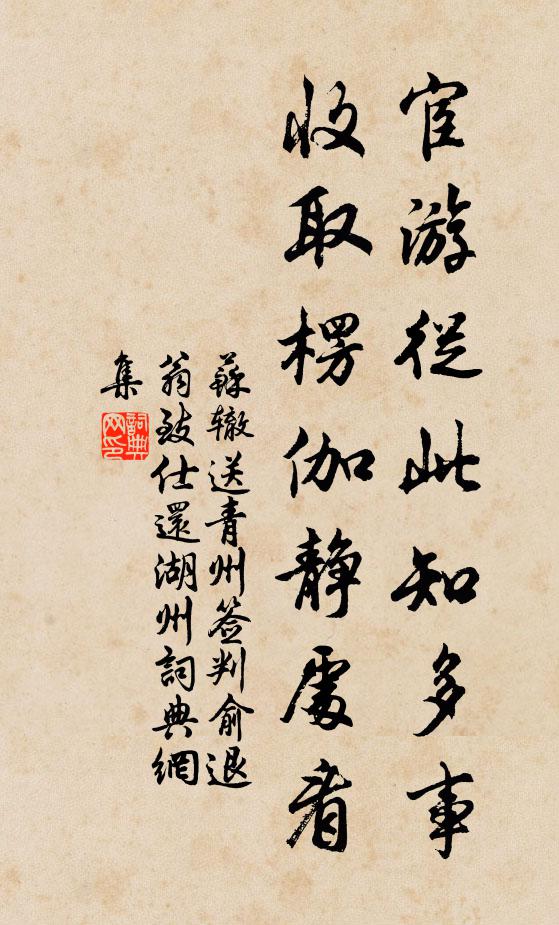 苏辙宦游从此知多事，收取《楞伽》静处看书法作品欣赏