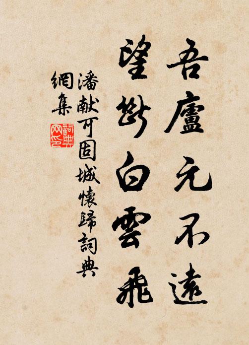 潘献可吾庐元不远，望断白云飞书法作品欣赏