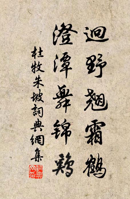 杜牧迥野翘霜鹤，澄潭舞锦鸡书法作品欣赏