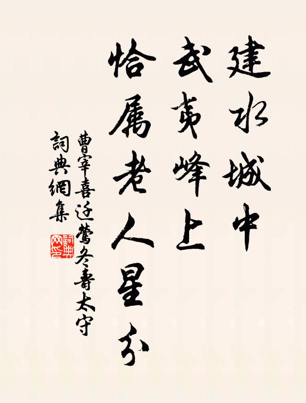 曹宰建水城中，武夷峰上，恰属老人星分书法作品欣赏