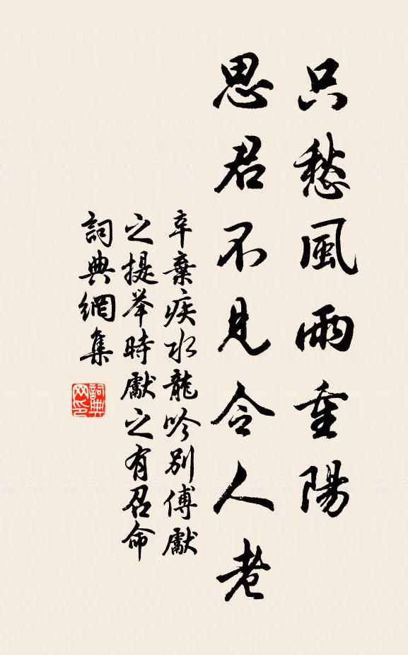辛弃疾只愁风雨重阳，思君不见令人老书法作品欣赏