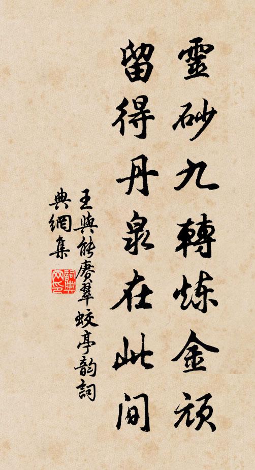 王与能灵砂九转炼金顽，留得丹泉在此间书法作品欣赏