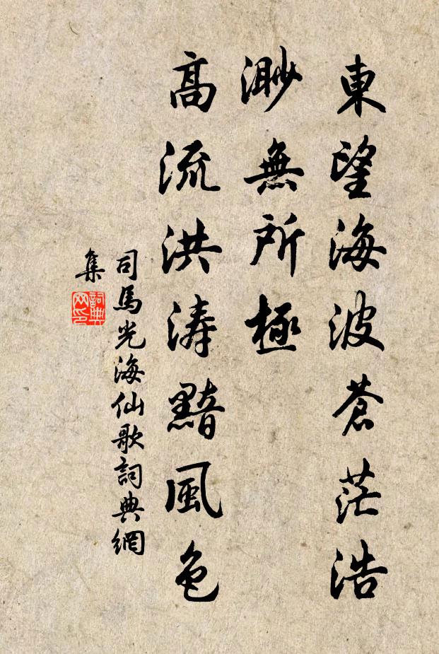 司马光东望海波苍茫浩渺无所极，高流洪涛黯风色书法作品欣赏