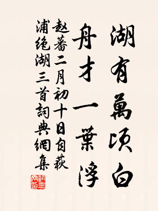 赵蕃湖有万顷白，舟才一叶浮书法作品欣赏