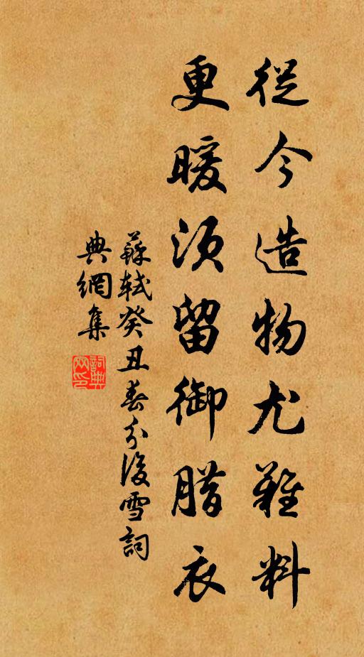 苏轼从今造物尤难料，更暖须留御腊衣书法作品欣赏