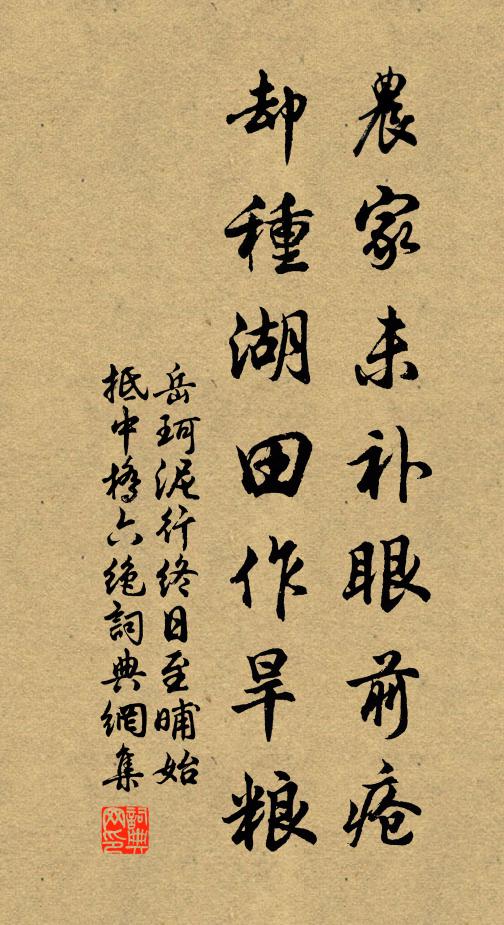 岳珂农家未补眼前疮，却种湖田作旱粮书法作品欣赏