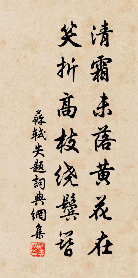 苏轼清霜未落黄花在，笑折高枝绕鬓簪书法作品欣赏
