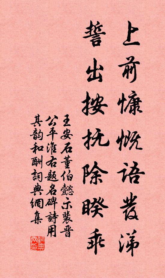 王安石上前慷慨语发涕,誓出按抚除睽乖书法作品欣赏