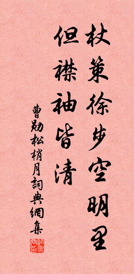 曹勋杖策徐步空明里，但襟袖皆清书法作品欣赏
