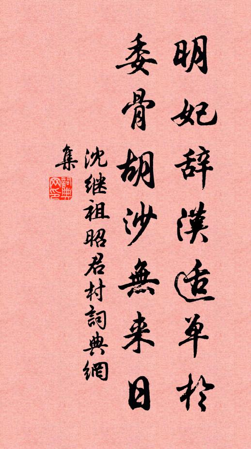 沈继祖明妃辞汉适单于，委骨胡沙无来日书法作品欣赏