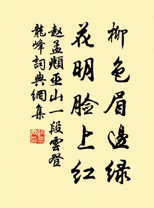 赵孟頫柳色眉边绿，花明脸上红书法作品欣赏