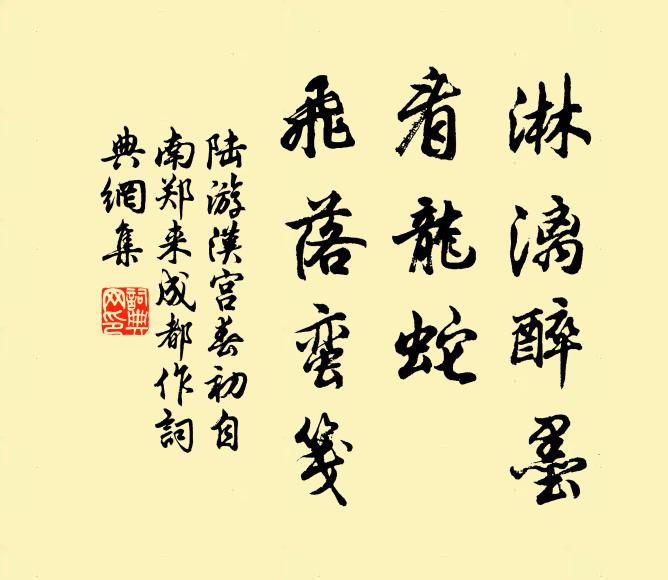 陆游淋漓醉墨，看龙蛇、飞落蛮笺书法作品欣赏