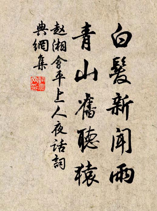 赵湘白发新闻雨，青山旧听猿书法作品欣赏