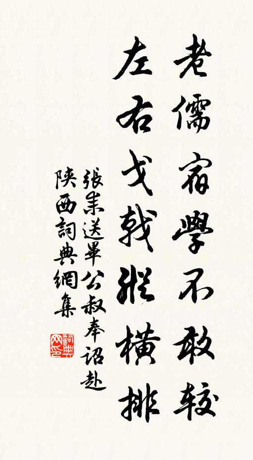 张耒老儒宿学不敢较，左右戈戟纵横排书法作品欣赏