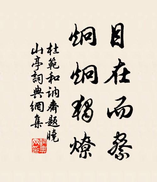 杜范目在而察，炯炯独燎书法作品欣赏