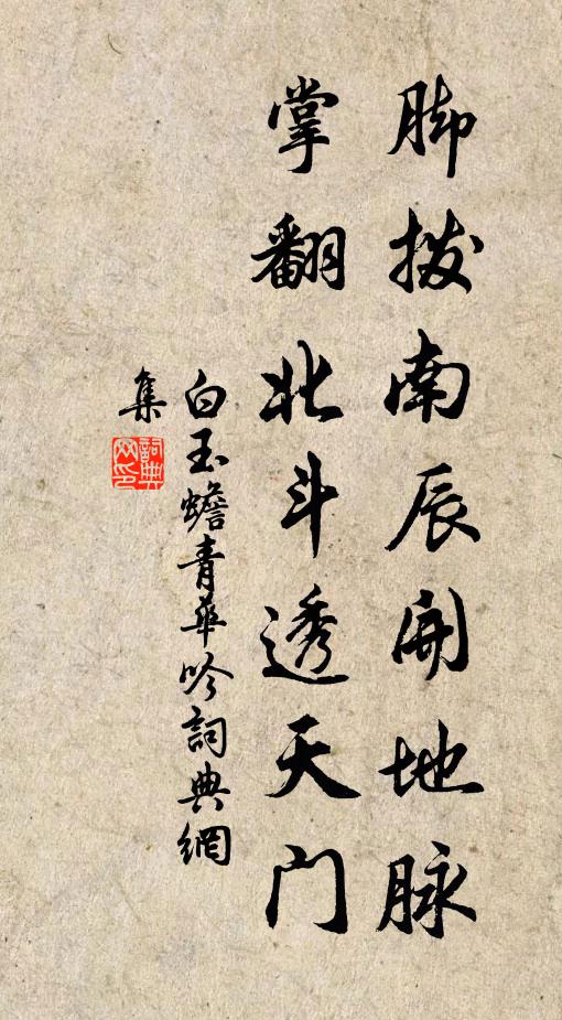 白玉蟾脚拨南辰开地脉，掌翻北斗透天门书法作品欣赏