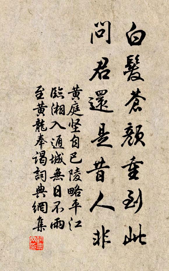黄庭坚白发苍颜重到此，问君还是昔人非书法作品欣赏