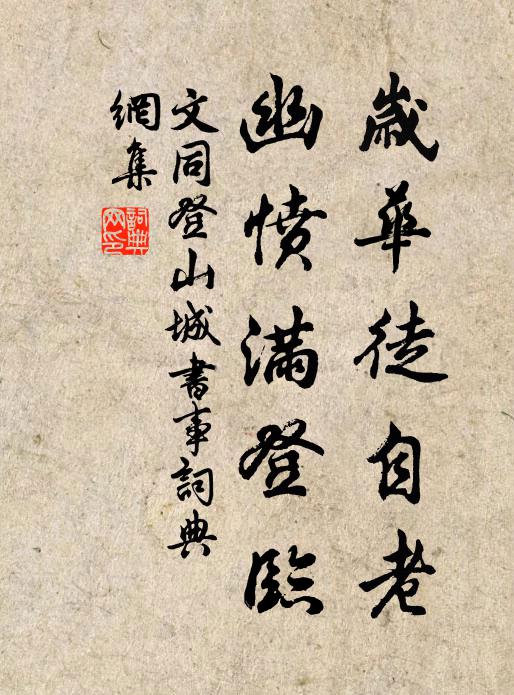 文同岁华徒自老，幽愤满登临书法作品欣赏