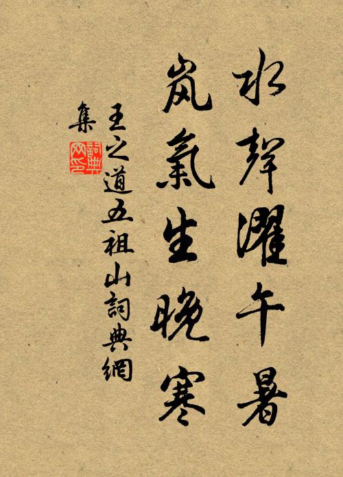 王之道水声濯午暑，岚气生晚寒书法作品欣赏