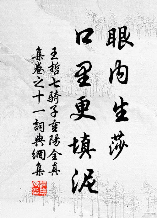 王哲眼内生莎，口里更填泥书法作品欣赏