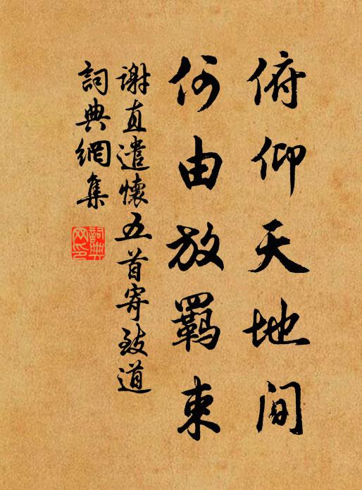 谢直俯仰天地间，何由放羁束书法作品欣赏