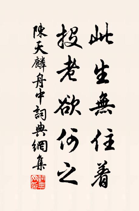 陈天麟此生无住着，投老欲何之书法作品欣赏