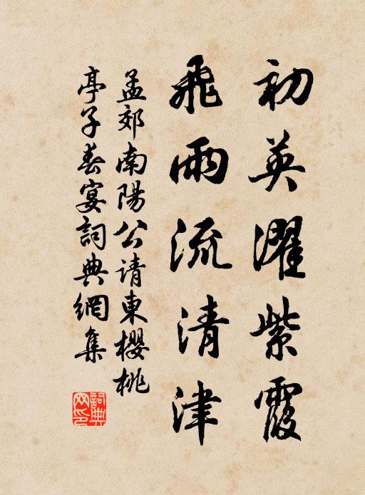 孟郊初英濯紫霞，飞雨流清津书法作品欣赏