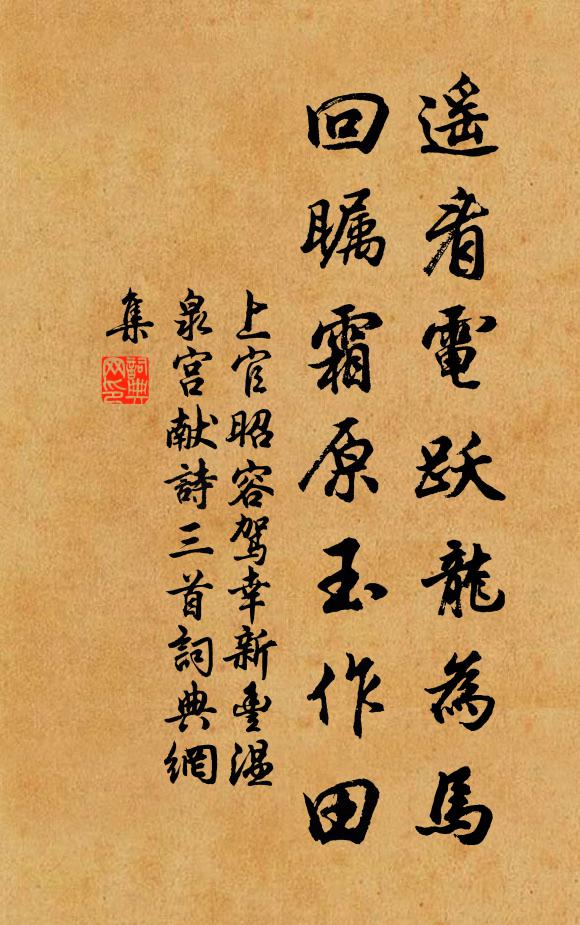 上官昭容遥看电跃龙为马，回瞩霜原玉作田书法作品欣赏