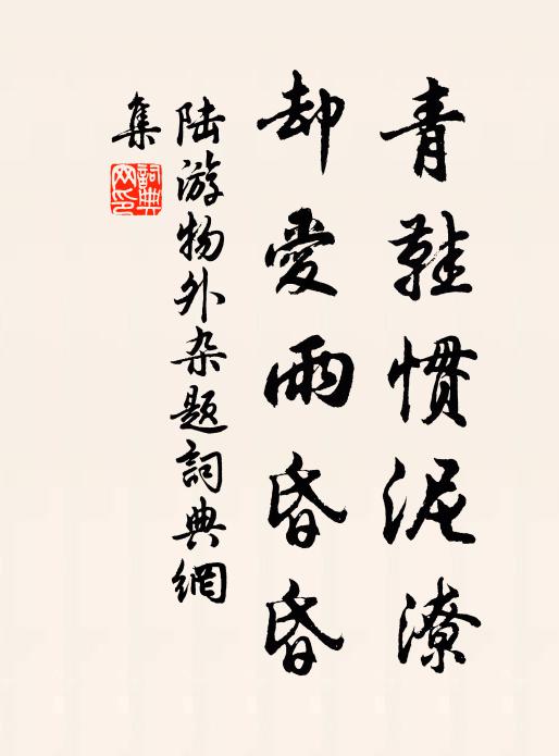 陆游青鞋惯泥潦，却爱雨昏昏书法作品欣赏