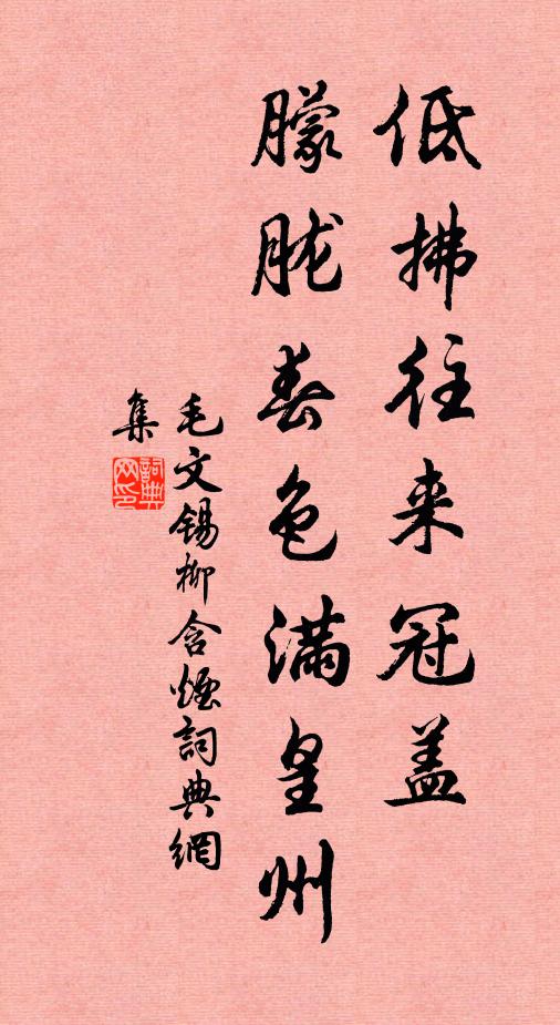 毛文锡低拂往来冠盖，朦胧春色满皇州，书法作品欣赏