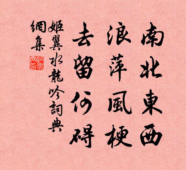 姬翼南北东西，浪萍风梗，去留何碍书法作品欣赏