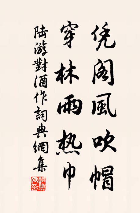 陆游凭阁风吹帽，穿林雨热巾书法作品欣赏