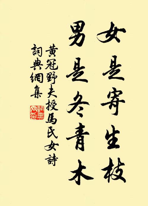 黄冠野夫女是寄生枝，男是冬青木书法作品欣赏