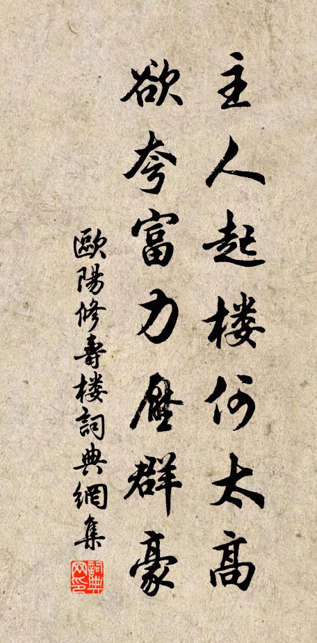 欧阳修主人起楼何太高，欲夸富力压群豪书法作品欣赏