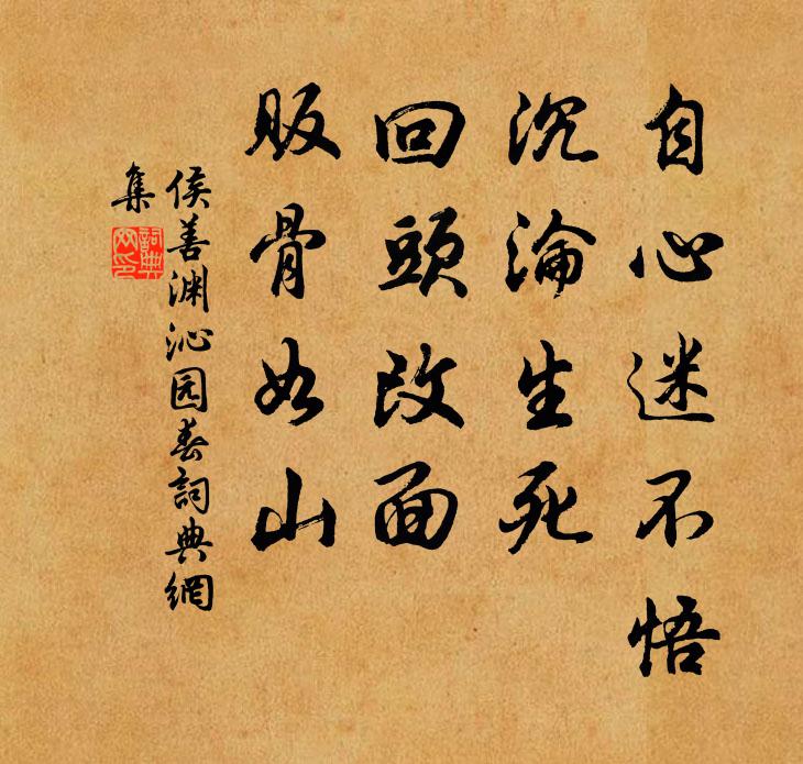 侯善渊自心迷不悟，沉沦生死，回头改面，贩骨如山书法作品欣赏
