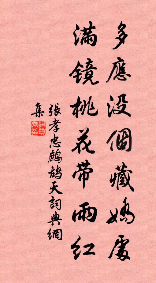 张孝忠多应没个藏娇处，满镜桃花带雨红书法作品欣赏