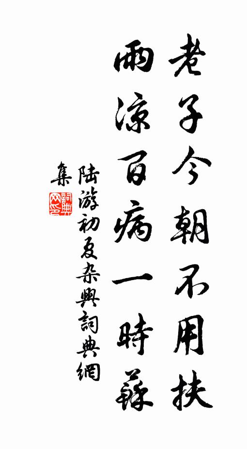 陆游老子今朝不用扶，雨凉百病一时苏书法作品欣赏