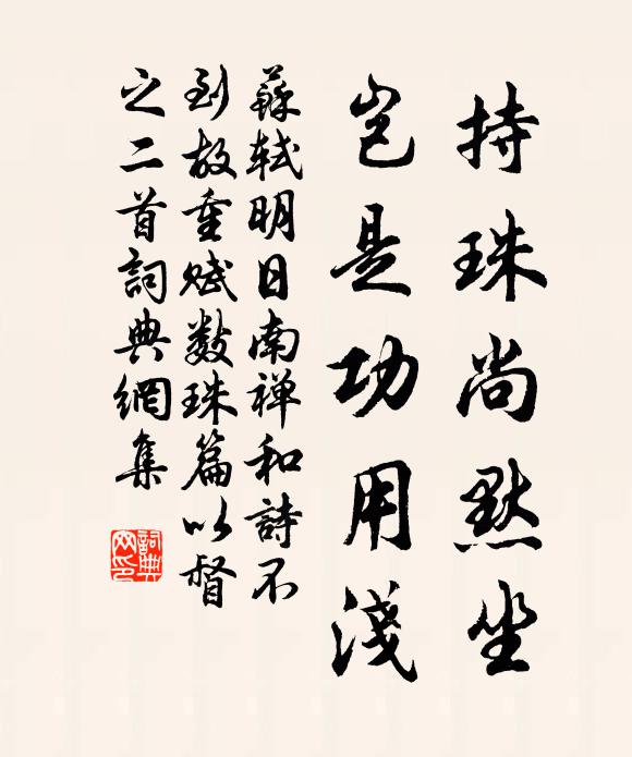 苏轼持珠尚默坐，岂是功用浅书法作品欣赏