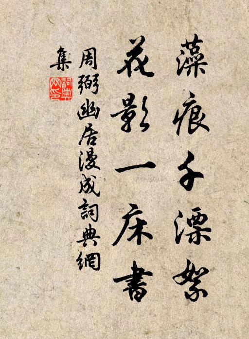 周弼藻痕千漂絮，花影一床书书法作品欣赏
