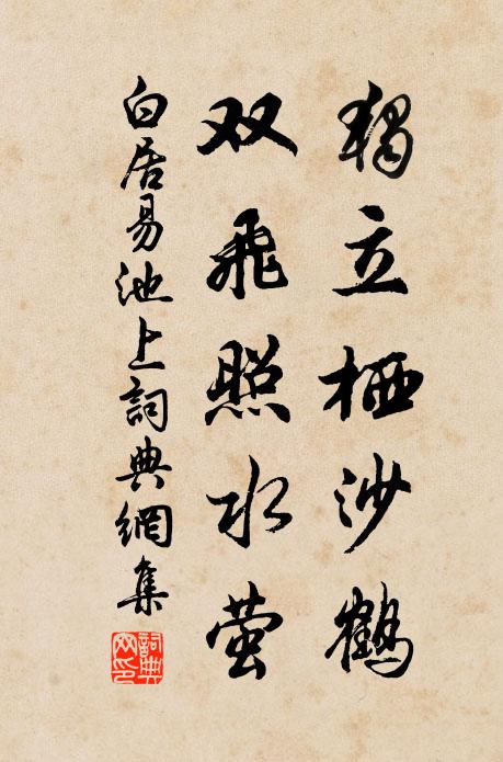 白居易独立栖沙鹤，双飞照水萤书法作品欣赏
