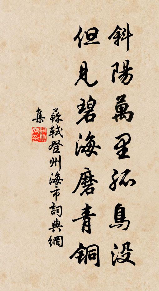 苏轼斜阳万里孤鸟没，但见碧海磨青铜书法作品欣赏