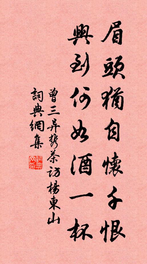 曾三异眉头犹自怀千恨，兴到何如酒一杯书法作品欣赏
