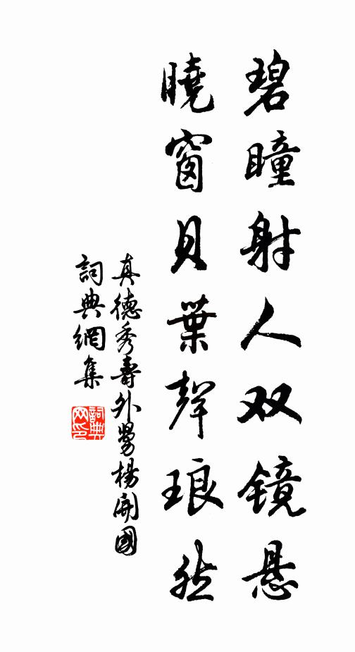 真德秀碧瞳射人双镜悬，晓窗贝叶声琅然书法作品欣赏