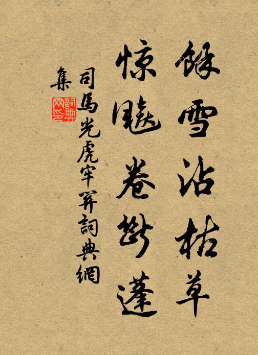 司马光余雪沾枯草，惊飚卷断蓬书法作品欣赏