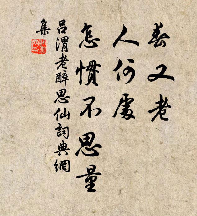 吕渭老春又老，人何处，怎惯不思量书法作品欣赏